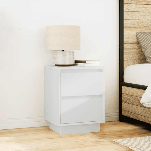 Lote de 2 Mesas De Cabeceira Mesinhas De Cabeceira - c luzes LED 38x34x50 cm branco