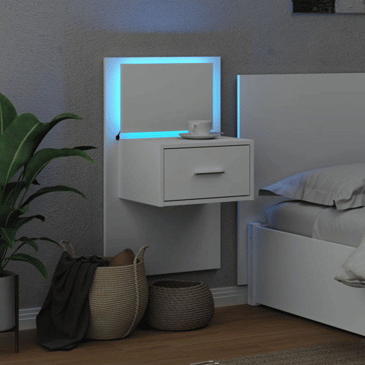 Mesa De Cabeceira De Parede Mesinha De Cabeceira - com luzes LED branco