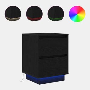 Lote de 2 Mesas De Cabeceira Mesinhas De Cabeceira - c luzes LED 38x34x50 cm preto