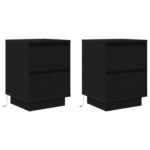 Lote de 2 Mesas De Cabeceira Mesinhas De Cabeceira - c luzes LED 38x34x50 cm preto