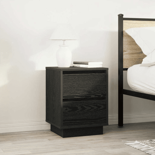 Lote de 2 Mesas De Cabeceira Mesinhas De Cabeceira - c luzes LED 38x34x50 cm preto