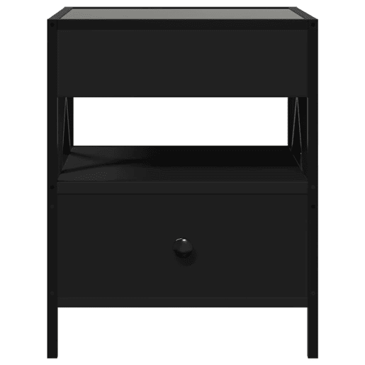 Mesa De Cabeceira - Mesinha De Cabeceira com luzes LED Infinity 40x40x51 cm preto