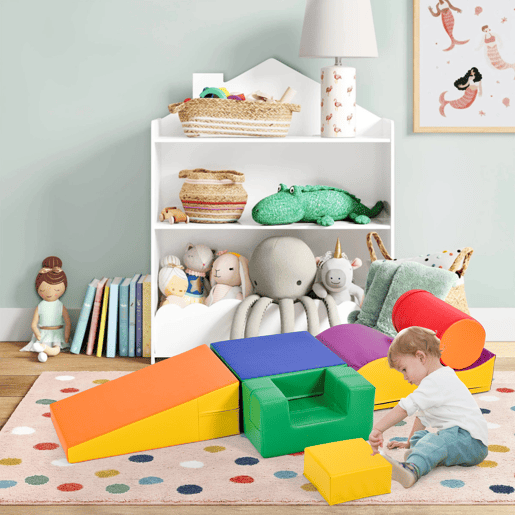 Blocos gigantes 6 peças para escalar e trepar - Escada e escorregador para crianças - Brinquedo para trepar, deslizar e engatinhar, para pré-escolares e bebés, blocos macios, amarelos