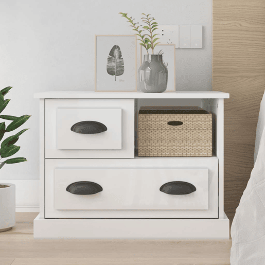 Mesa De Cabeceira - Mesinha De Cabeceira 60x39x45 cm branco brilhante