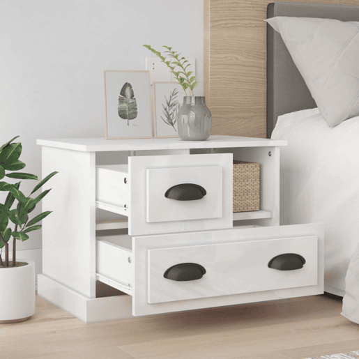 Mesa De Cabeceira - Mesinha De Cabeceira 60x39x45 cm branco brilhante