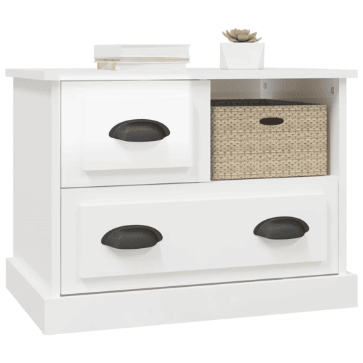 Mesa De Cabeceira - Mesinha De Cabeceira 60x39x45 cm branco brilhante