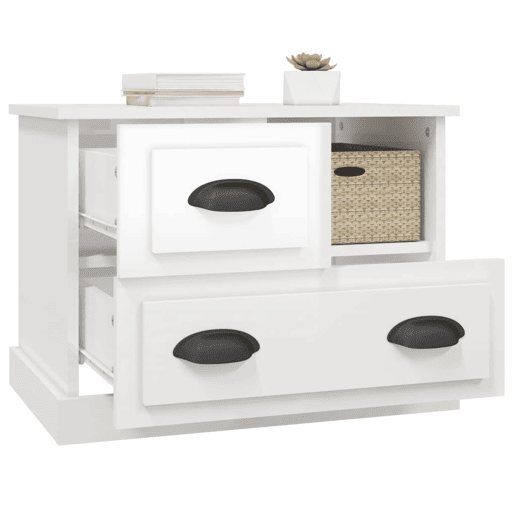 Mesa De Cabeceira - Mesinha De Cabeceira 60x39x45 cm branco brilhante