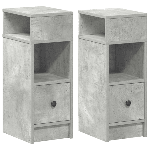 Lote de 2 Mesa De Cabeceira - Mesinha De Cabeceira com gaveta 25x31x66 cm cinzento cimento