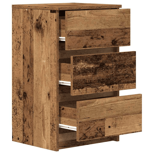 Mesa De Cabeceira - Mesinha De Cabeceira com 3 gavetas 39x35x65 cm madeira velha
