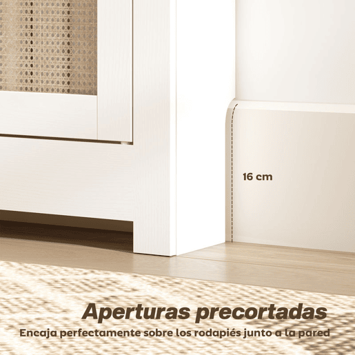 HOMCOM Cobertura para Radiador com Porta Rebatível e Vime Proteção Radiador de MDF 78x19x95,5 cm com Compartimento Desenho Boémio para Sala Quarto Branco