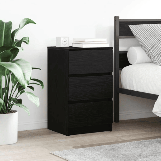 Mesa De Cabeceira - Mesinha De Cabeceira com 3 gavetas 39x35x65 cm preto