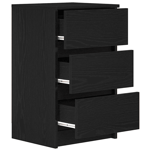 Mesa De Cabeceira - Mesinha De Cabeceira com 3 gavetas 39x35x65 cm preto