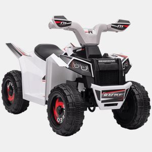 HOMCOM Quadriciclo Elétrico para Crianças 18-36 Meses Veículo Elétrico a Bateria de 6V com Velocidade 2,5 kmh Avanço e Marcha Atrás 70x41,5x48,5 cm Branco