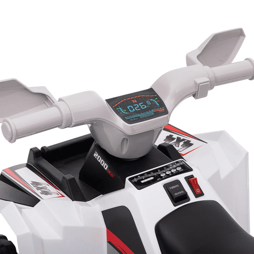 HOMCOM Quadriciclo Elétrico para Crianças 18-36 Meses Veículo Elétrico a Bateria de 6V com Velocidade 2,5 kmh Avanço e Marcha Atrás 70x41,5x48,5 cm Branco