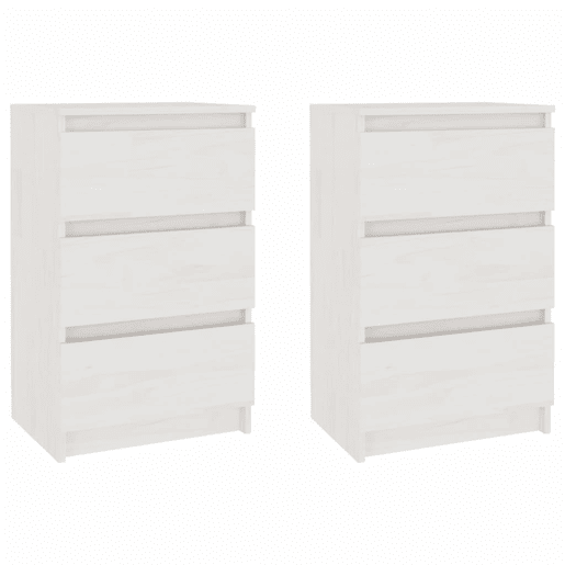 Lote de 2 Mesas De Cabeceira - Mesinhas De Cabeceira 40x29,5x64 cm pinho maciço branco