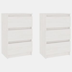 Lote de 2 Mesas De Cabeceira - Mesinhas De Cabeceira 40x29,5x64 cm pinho maciço branco