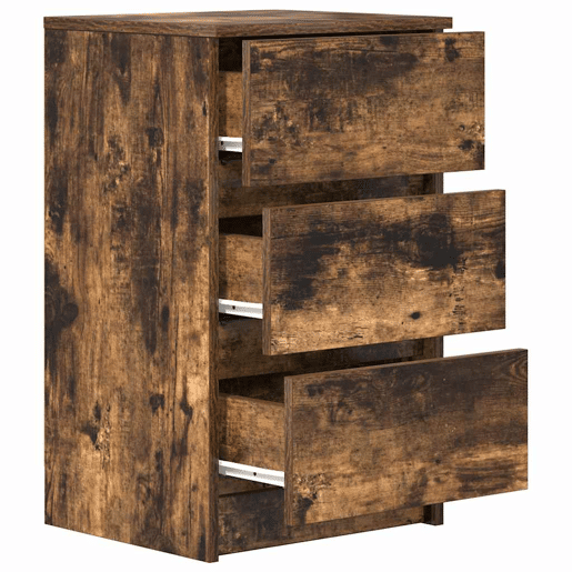 Mesa De Cabeceira - Mesinha De Cabeceira com 3 gavetas 39x35x65 cm carvalho fumado