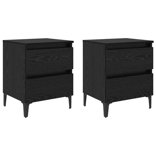 Lote de 2 Mesa De Cabeceira - Mesinha De Cabeceira Carvalho preto 40 x 35 x 50 cm
