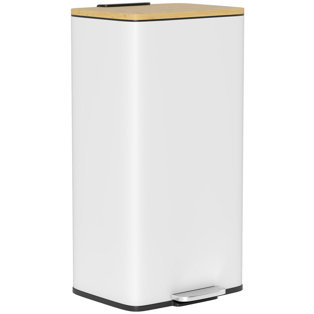 Cubo de Basura Metal, Bambú HOMCOM
