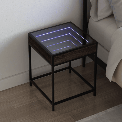 Mesa De Cabeceira - Mesinha De Cabeceira c LED Infinity 40x40x51 cm carvalho castanho