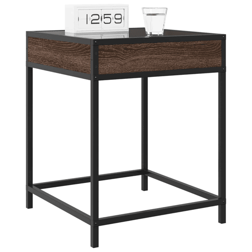 Mesa De Cabeceira - Mesinha De Cabeceira c LED Infinity 40x40x51 cm carvalho castanho