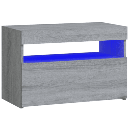 Lote de 2 Mesas De Cabeceira - Mesinhas De Cabeceira c LEDs 60x35x40 cm cinzento sonoma
