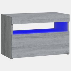 Lote de 2 Mesas De Cabeceira - Mesinhas De Cabeceira c LEDs 60x35x40 cm cinzento sonoma