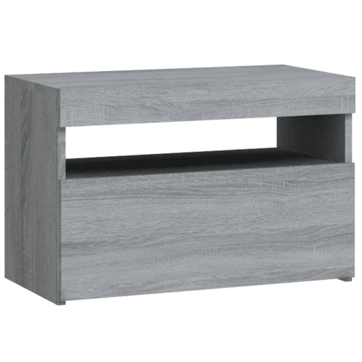 Lote de 2 Mesas De Cabeceira - Mesinhas De Cabeceira c LEDs 60x35x40 cm cinzento sonoma