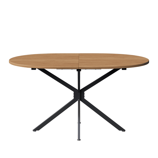 Mesa de jantar 120x80x75,5 cm - Mesa oval, moderna e estável, com pernas metálicas, para 4-6 pessoas - Natural