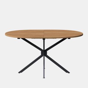 Mesa de jantar 120x80x75,5 cm - Mesa oval, moderna e estável, com pernas metálicas, para 4-6 pessoas - Natural