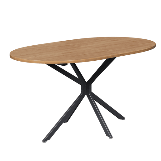 Mesa de jantar 120x80x75,5 cm - Mesa oval, moderna e estável, com pernas metálicas, para 4-6 pessoas - Natural