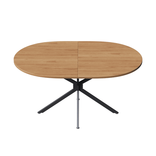 Mesa de jantar 120x80x75,5 cm - Mesa oval, moderna e estável, com pernas metálicas, para 4-6 pessoas - Natural