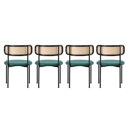 Conjunto de mesa e cadeiras de jantar 5 peças - 4 cadeiras de jantar em veludo e 1 mesa retangular - estilo moderno e simples - Cinza + Verde + Preto