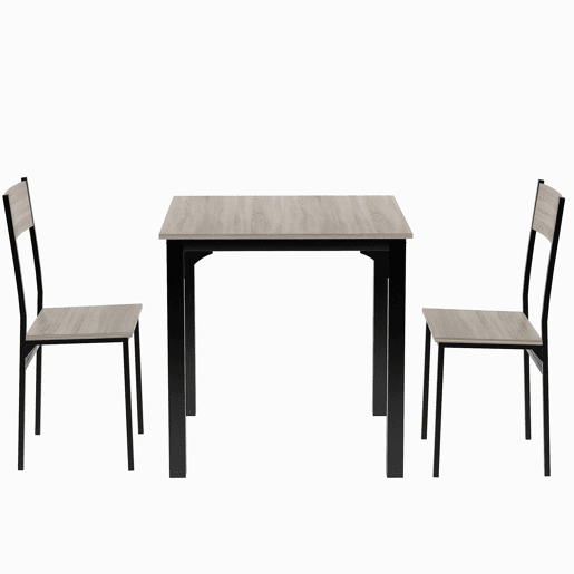 Conjunto de sala de jantar, mesa de jantar com 2 cadeiras - para varanda, sala de jantar e sala de estar - cor natural