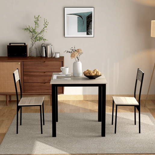 Conjunto de sala de jantar, mesa de jantar com 2 cadeiras - para varanda, sala de jantar e sala de estar - cor natural