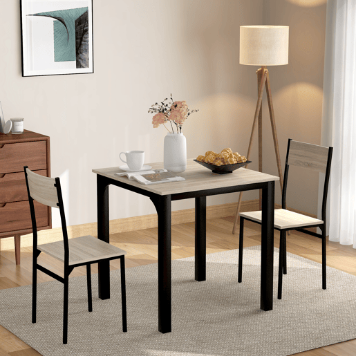 Conjunto de sala de jantar, mesa de jantar com 2 cadeiras - para varanda, sala de jantar e sala de estar - cor natural