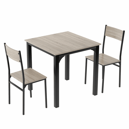 Conjunto de sala de jantar, mesa de jantar com 2 cadeiras - para varanda, sala de jantar e sala de estar - cor natural