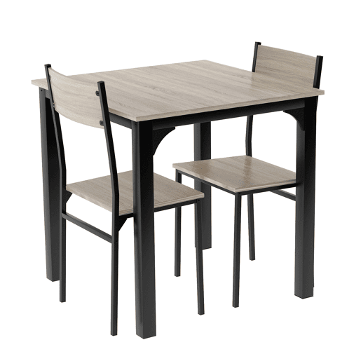 Conjunto de sala de jantar, mesa de jantar com 2 cadeiras - para varanda, sala de jantar e sala de estar - cor natural