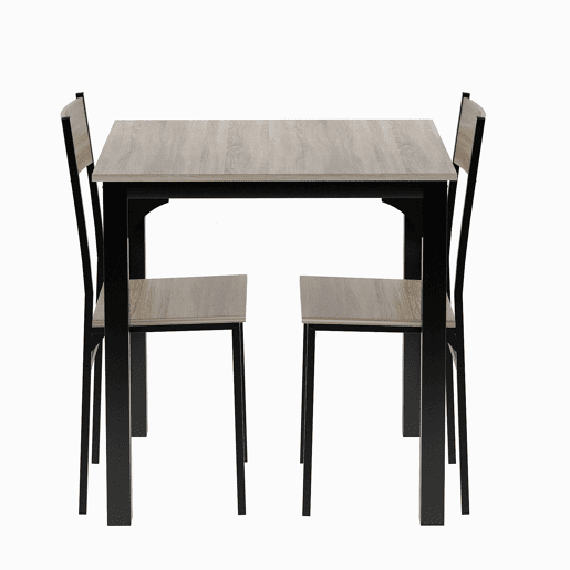 Conjunto de sala de jantar, mesa de jantar com 2 cadeiras - para varanda, sala de jantar e sala de estar - cor natural
