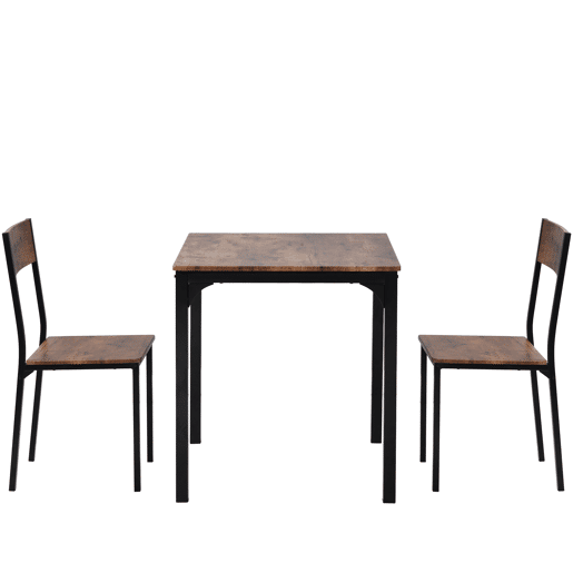 Conjunto de sala de jantar - Mesa com 2 cadeiras - Vintage castanho