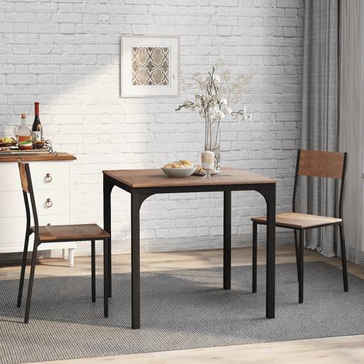 Conjunto de sala de jantar - Mesa com 2 cadeiras - Vintage castanho