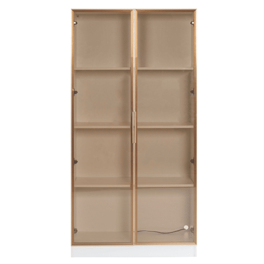 Vitrines de vidro 2 peças - 16 cores de iluminação LED, portas basculantes e prateleiras ajustáveis - Branco