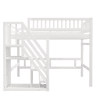 Cama alta em madeira maciça 140x200 - com escada, armário de arrumação e grade alta, cama para crianças e jovens - branco