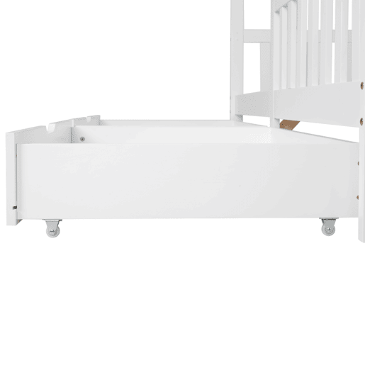 Cama casa 200x90 cm - Cama infantil com 2 gavetas, madeira maciça, com grade e estrado, com proteção contra quedas - Branco Cama casa 200x90 cm - Cama infantil com 2 gavetas, madeira maciça, com grade e estrado, com proteção contra quedas - Branco