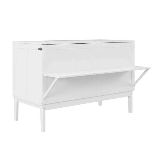 Cama rebatível 140x200 cm - Cama de parede com estrado, cama vertical com estrado, cama juvenil - Branca