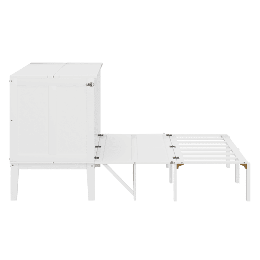 Cama rebatível 140x200 cm - Cama de parede com estrado, cama vertical com estrado, cama juvenil - Branca