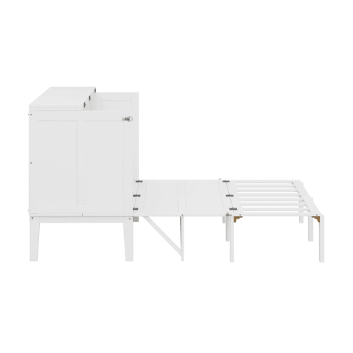 Cama rebatível 140x200 cm - Cama de parede com estrado, cama vertical com estrado, cama juvenil - Branca