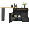 Mesa de bar extensível 138-204×39×105 cm - Móvel de cozinha, aparador com prateleira para aperitivos, mesa de bar telescópica, mesa alta, ilha de cozinha - Preto