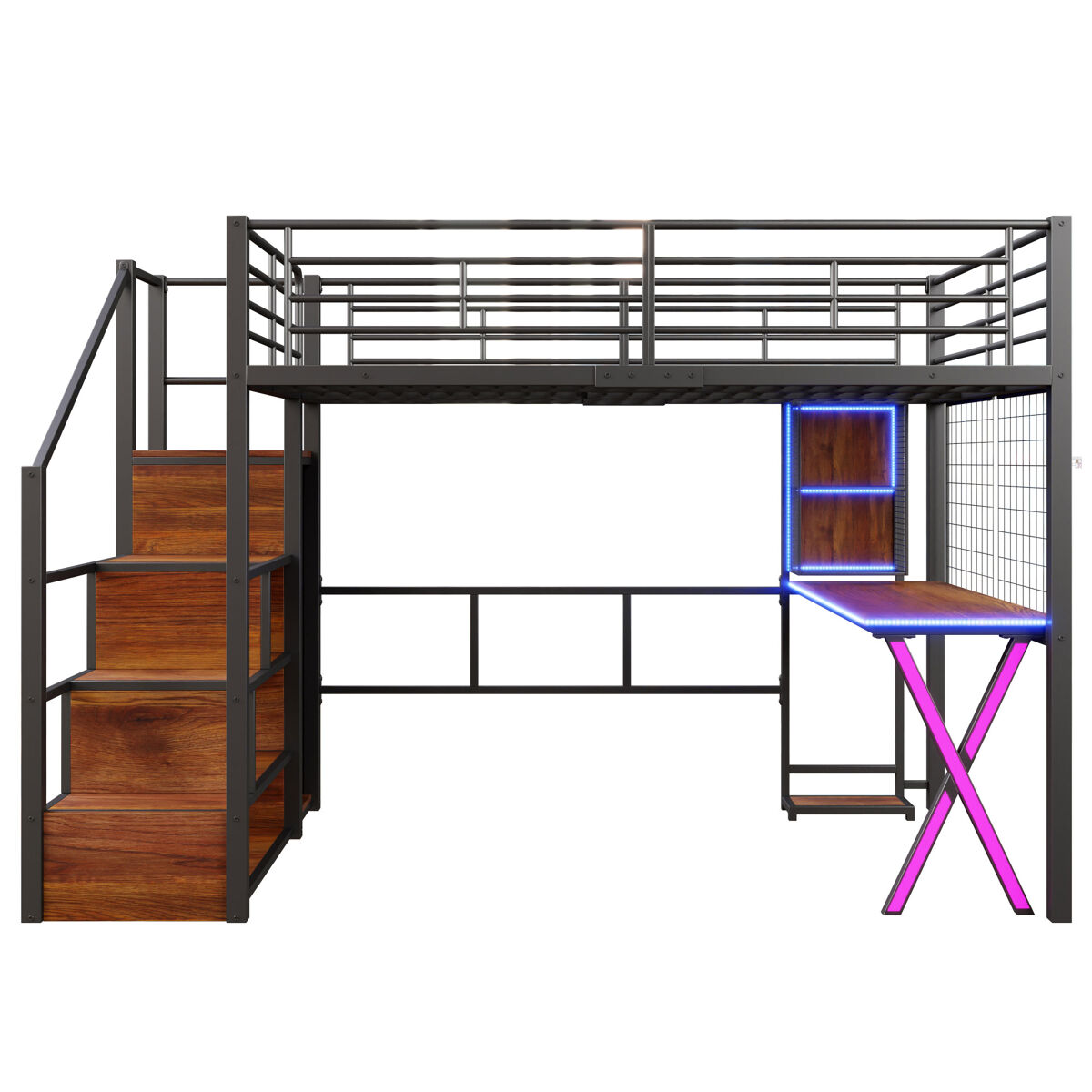Cama alta para niños 145x253 Negro