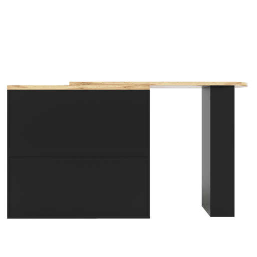 Mesa de bar giratória 105x39x102 cm - 2 gavetas, armário com porta deslizante, 3 níveis de armazenamento aberto - Preto